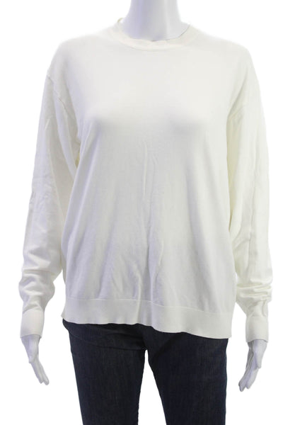 Zara Unisex Pullover Sweater White Crew Neck Long Sleeve Size L