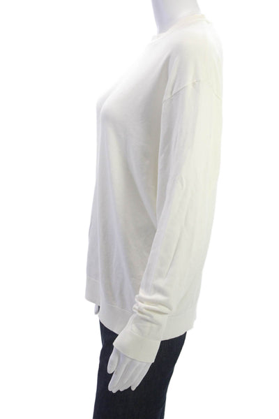 Zara Unisex Pullover Sweater White Crew Neck Long Sleeve Size L