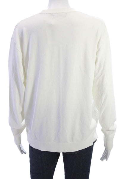 Zara Unisex Pullover Sweater White Crew Neck Long Sleeve Size L