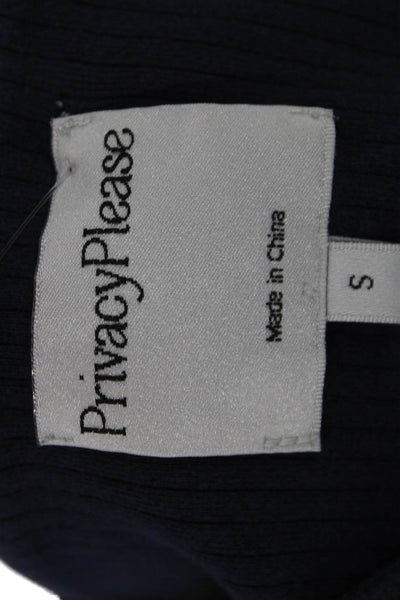 Privacy Please Womens Spaghetti Strap Square Neck Ribbed Sports Bra Navy Small
