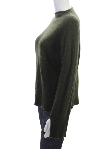27 Miles Women Pullover Cashmere Sweater Green Crewneck Long Sleeve Army Size S