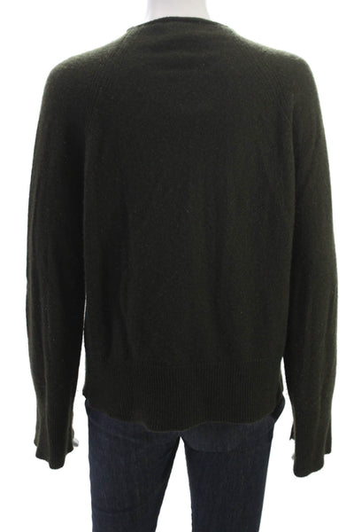 27 Miles Women Pullover Cashmere Sweater Green Crewneck Long Sleeve Army Size S
