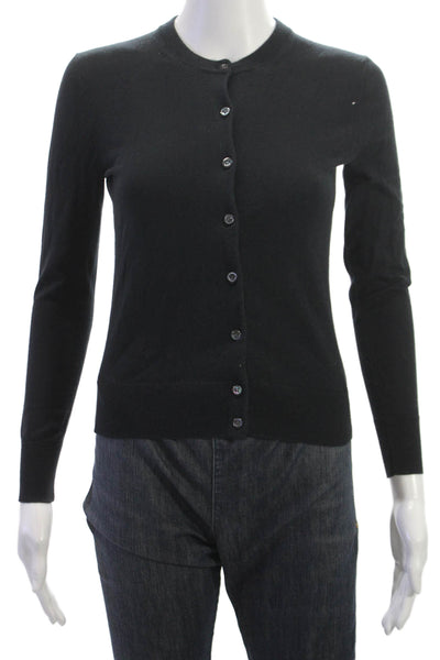 J Crew Unisex Cardigan Black Crew Neck Button Long Sleeve Size XS