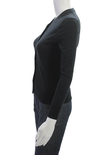 J Crew Unisex Cardigan Black Crew Neck Button Long Sleeve Size XS