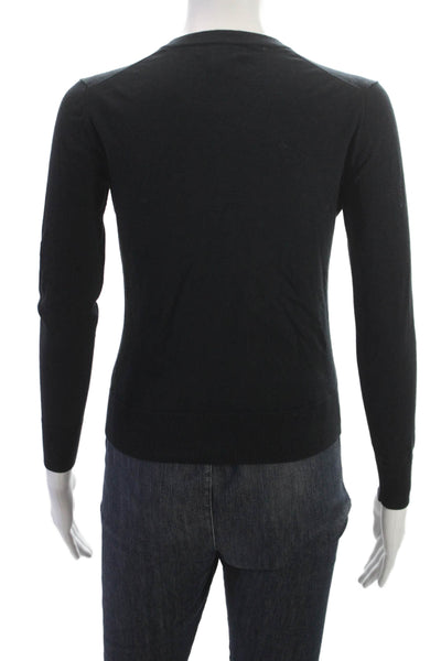 J Crew Unisex Cardigan Black Crew Neck Button Long Sleeve Size XS
