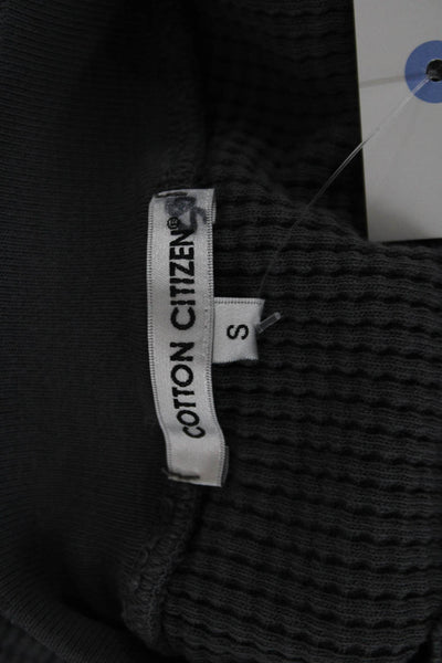 Cotton Citizen Womens Cropped Mock Neck Long Sleeve Dark Gray Top Size S
