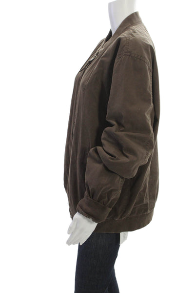 Allsaints Mens Bomber Jacket Brown Polyester Army Big Tall Size 2XL