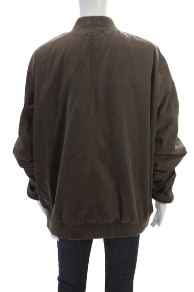 Allsaints Mens Bomber Jacket Brown Polyester Army Big Tall Size 2XL