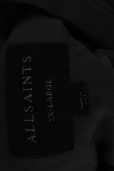 Allsaints Mens Bomber Jacket Brown Polyester Army Big Tall Size 2XL