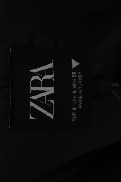 Zara Women Black Collared Button Blazer Classic Long Sleeve Size S
