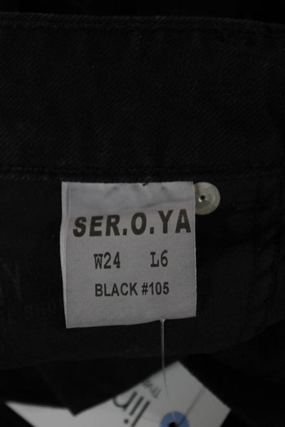 Ser.O.Ya Women Bermuda Shorts Black 100% Organic Cotton Size 24