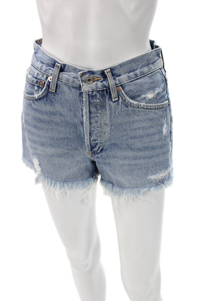 Agolde Unisex Light Blue 90s 100% Cotton Button Shorts Size 24