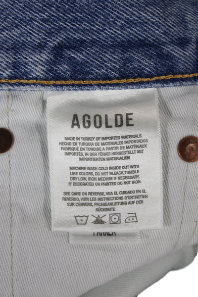 Agolde Unisex Light Blue 90s 100% Cotton Button Shorts Size 24