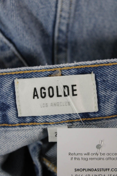 Agolde Unisex Light Blue 90s 100% Cotton Button Shorts Size 24