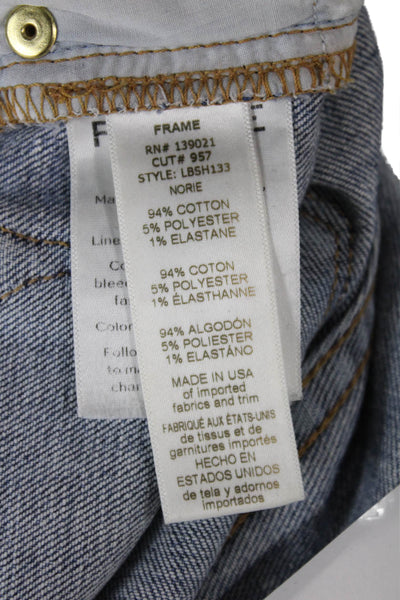 Frame Denim Unisex Bermuda Shorts Blue Cotton Blend Button Size 23