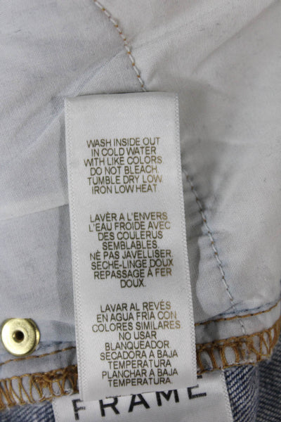 Frame Denim Unisex Bermuda Shorts Blue Cotton Blend Button Size 23