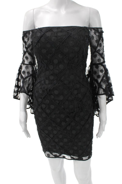 Milly Womens Bodycon Mini Dress Black Long Sleeve Polyester Blend Size 0