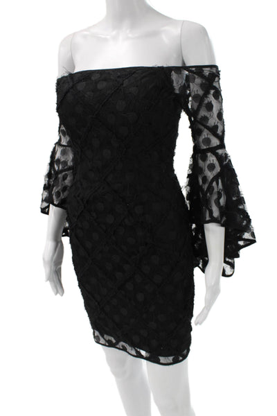 Milly Womens Bodycon Mini Dress Black Long Sleeve Polyester Blend Size 0