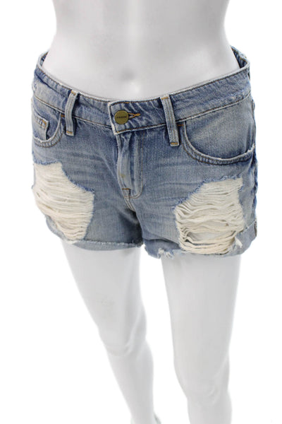 Frame Denim Unisex Light Blue Button Cotton Beach Shorts Size 23