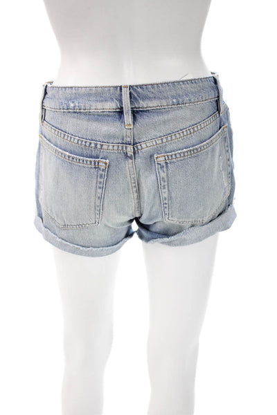 Frame Denim Unisex Light Blue Button Cotton Beach Shorts Size 23