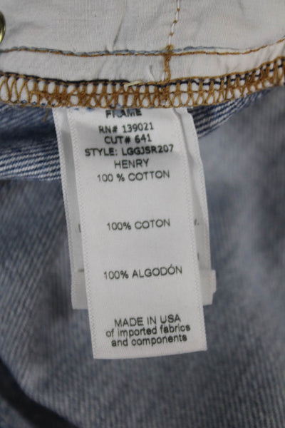 Frame Denim Unisex Light Blue Button Cotton Beach Shorts Size 23