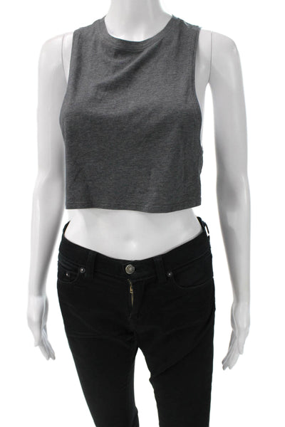 Lululemon Women Cropped Tank Dark Gray Sleeveless Crew Neck Size XS