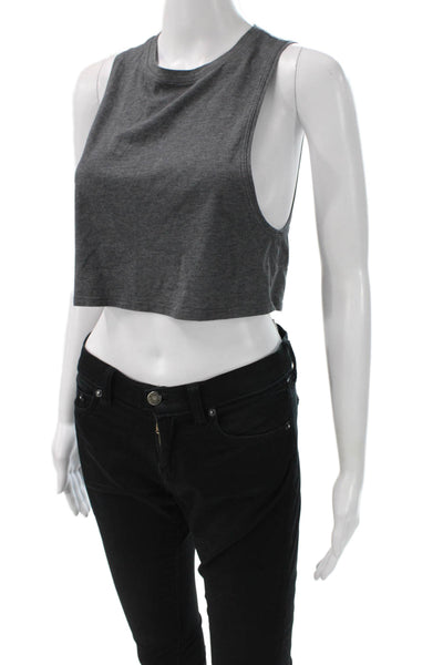 Lululemon Women Cropped Tank Dark Gray Sleeveless Crew Neck Size XS
