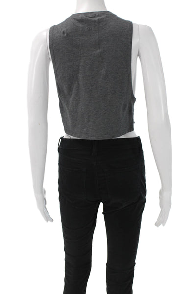 Lululemon Women Cropped Tank Dark Gray Sleeveless Crew Neck Size XS