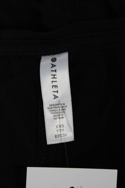 Athleta Womens Black Cotton Blend V-Neck Long Sleeve Basic Top Size 2XS