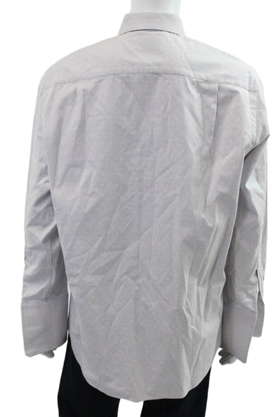 Paul Fredrick Mens Point Spread Collar Gray Cotton Dress Shirt Size 16