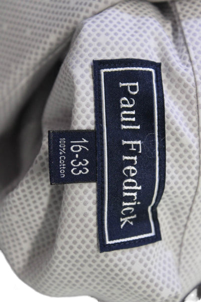 Paul Fredrick Mens Point Spread Collar Gray Cotton Dress Shirt Size 16