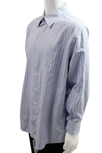 Nordstrom Mens Point Light Blue Striped Dress Shirt Big Tall Size 17