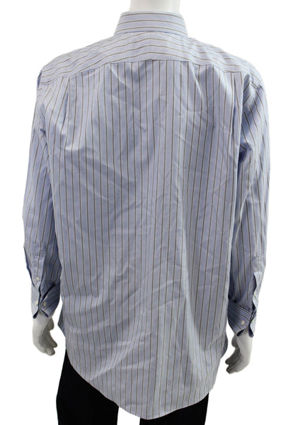 Nordstrom Mens Point Light Blue Striped Dress Shirt Big Tall Size 17