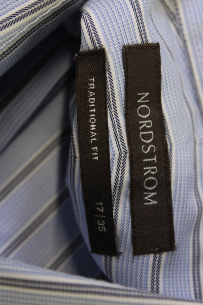 Nordstrom Mens Point Light Blue Striped Dress Shirt Big Tall Size 17