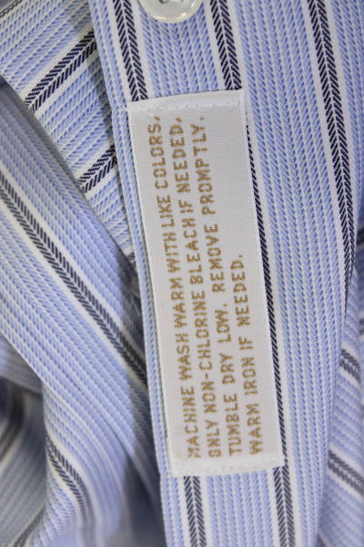 Nordstrom Mens Point Light Blue Striped Dress Shirt Big Tall Size 17
