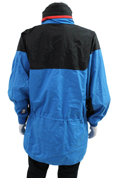 Helly Hansen Mens Black Raincoat Windbreaker High Neck Button Size 2XL