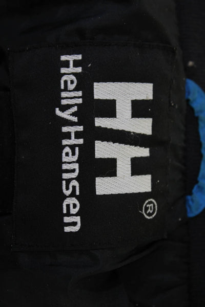 Helly Hansen Mens Black Raincoat Windbreaker High Neck Button Size 2XL