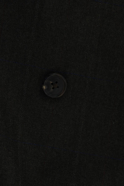Belvest Mens Dark Gray Herringbone Wool Suit Jacket Collared Button Size S
