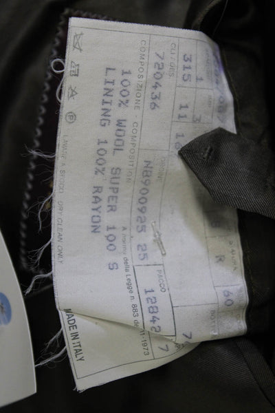 Belvest Mens Dark Gray Herringbone Wool Suit Jacket Collared Button Size S