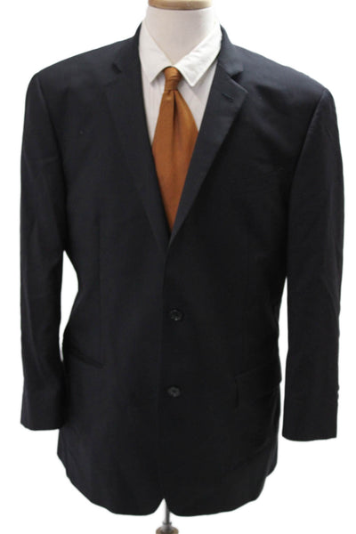 John Varvatos Star USA Men Black Wool Blazer Button Collared Size 44