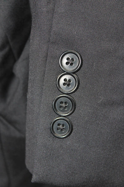 John Varvatos Star USA Men Black Wool Blazer Button Collared Size 44