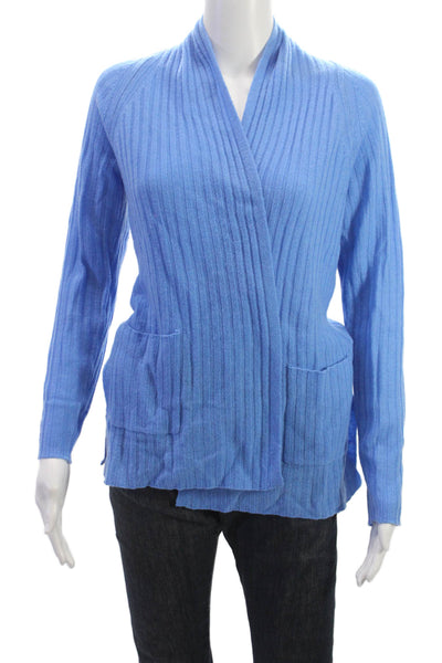 Alashan Womens 100% Cashmere Striped Cardigan Blue Long Sleeve Designer Size XS