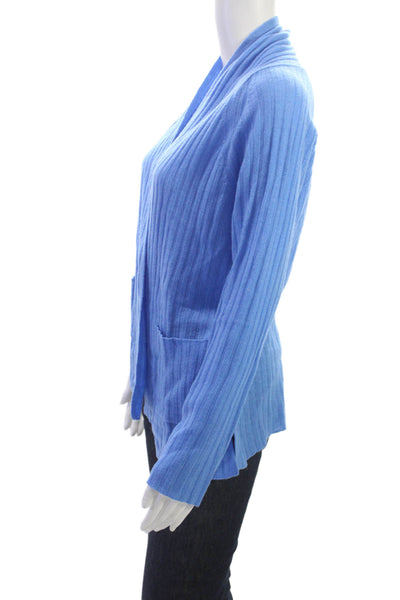 Alashan Womens 100% Cashmere Striped Cardigan Blue Long Sleeve Designer Size XS