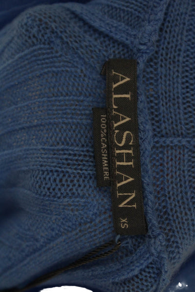 Alashan Womens 100% Cashmere Striped Cardigan Blue Long Sleeve Designer Size XS