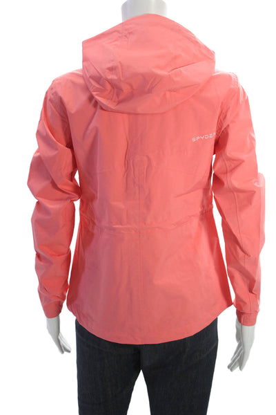 Spyder Womens Raincoat Windbreaker Jacket Pink High Neck Zip Cotton Size XS