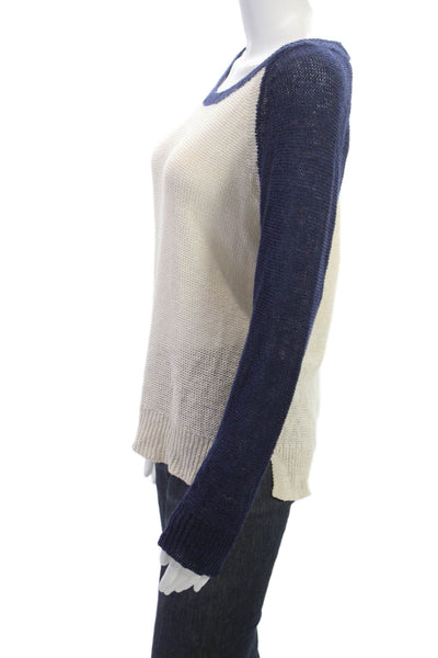Splendid Women Beige Pullover Sweater Long Sleeve Round Neck Linen Blend Size S