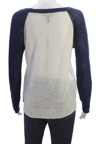 Splendid Women Beige Pullover Sweater Long Sleeve Round Neck Linen Blend Size S