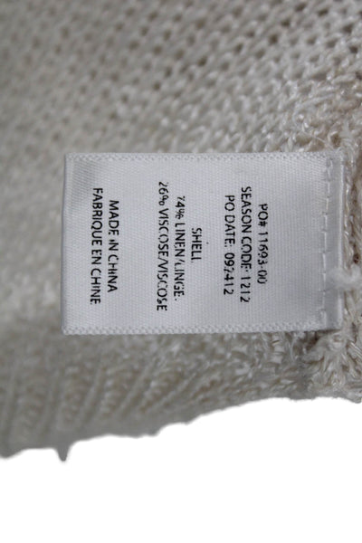 Splendid Women Beige Pullover Sweater Long Sleeve Round Neck Linen Blend Size S