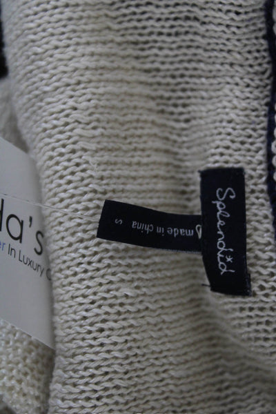 Splendid Women Beige Pullover Sweater Long Sleeve Round Neck Linen Blend Size S