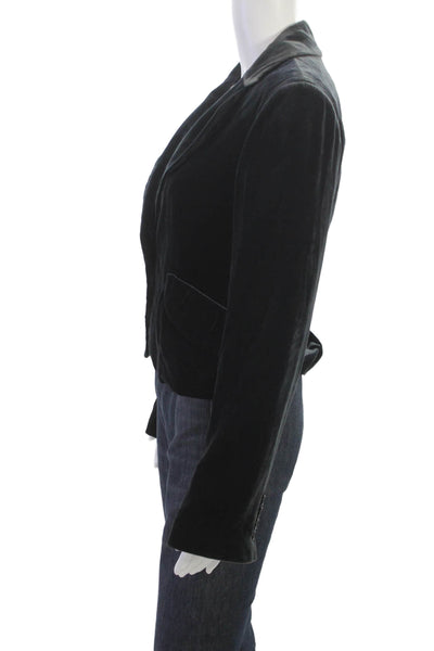 BCBG Max Azria Women Blazer Black Rayon Silk Collared Button Long Sleeve Size S